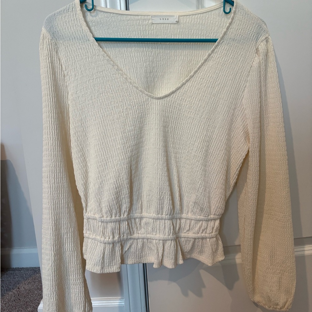 Elegant Cream V-Neck Crop